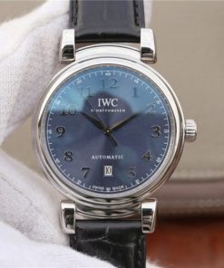 Replica IWC TW Da Vinci IW3566 Blue Dial Black Leather Strap A2892