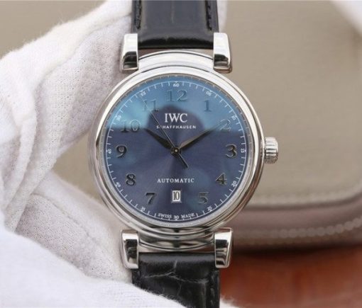 Replica IWC TW Da Vinci IW3566 Blue Dial Black Leather Strap A2892
