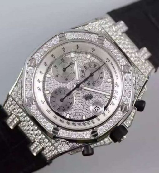 Replica Audemars Piguet JF Royal Oak Offshore SS Full Paved Diamonds A7750