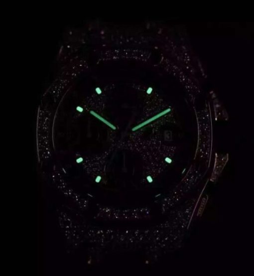 Replica Audemars Piguet JF Royal Oak Offshore RG Full Paved Diamonds Leather Strap A7750 - Image 7