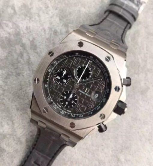Replica Audemars Piguet JF Royal Oak Offshore Gray Theme Gray Leather Strap A3126 - Image 2