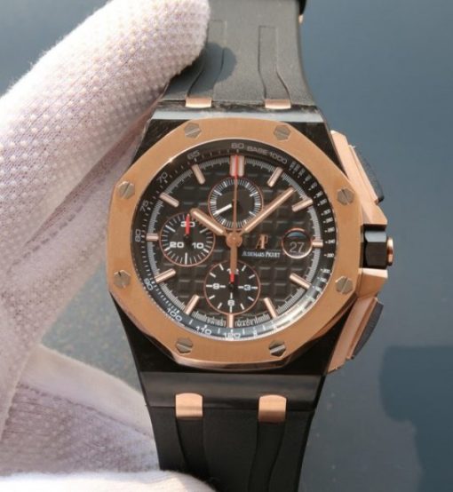 Replica Audemars Piguet JF Royal Oak Offshore 2017 RG Updated Black Ceramic Bezel A3126