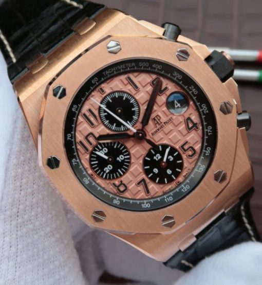 Replica Audemars Piguet JF Royal Oak Offshore 26470OR Gold Theme Leather Strap A3126 - Image 2