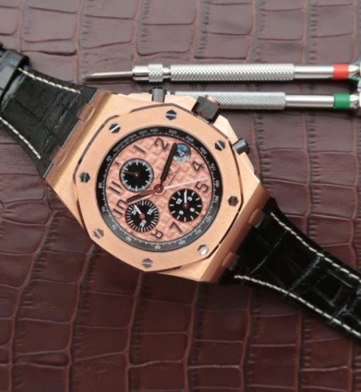 Replica Audemars Piguet JF Royal Oak Offshore 26470OR Gold Theme Leather Strap A3126 - Image 7
