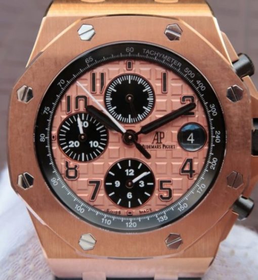 Replica Audemars Piguet JF Royal Oak Offshore 26470OR Gold Theme Leather Strap A3126