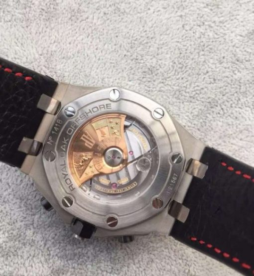 Replica Audemars Piguet JF Royal Oak Offshore Black Theme Black Leather Strap A3126 - Image 3