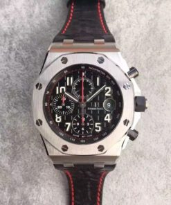 Replica Audemars Piguet JF Royal Oak Offshore Black Theme Black Leather Strap A3126
