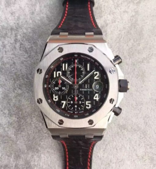 Replica Audemars Piguet JF Royal Oak Offshore Black Theme Black Leather Strap A3126