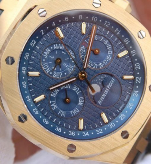 Replica Audemars Piguet JF Royal Oak 41mm 26574 YG Blue Dial Leather Strap A5134 - Image 3
