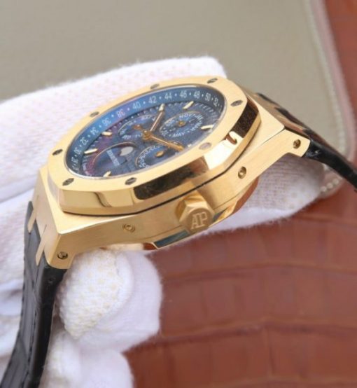 Replica Audemars Piguet JF Royal Oak 41mm 26574 YG Blue Dial Leather Strap A5134 - Image 8