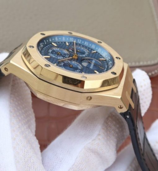 Replica Audemars Piguet JF Royal Oak 41mm 26574 YG Blue Dial Leather Strap A5134 - Image 9