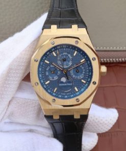 Replica Audemars Piguet JF Royal Oak 41mm 26574 YG Blue Dial Leather Strap A5134