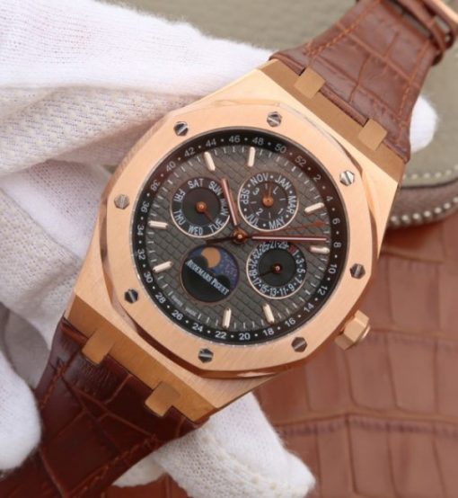 Replica Audemars Piguet JF Royal Oak 41mm 26574 RG Black Dial Leather Strap A5134 - Image 2