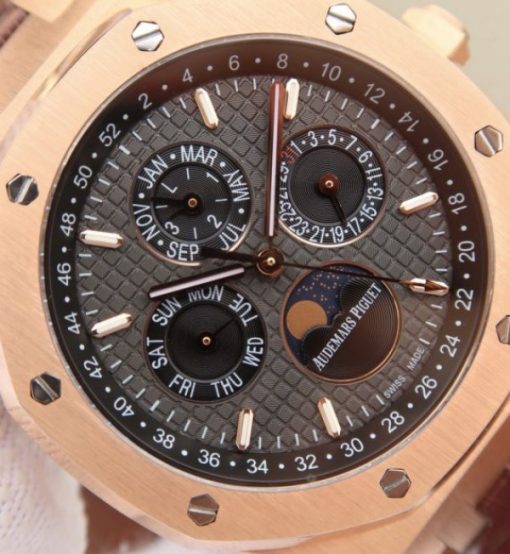 Replica Audemars Piguet JF Royal Oak 41mm 26574 RG Black Dial Leather Strap A5134 - Image 3