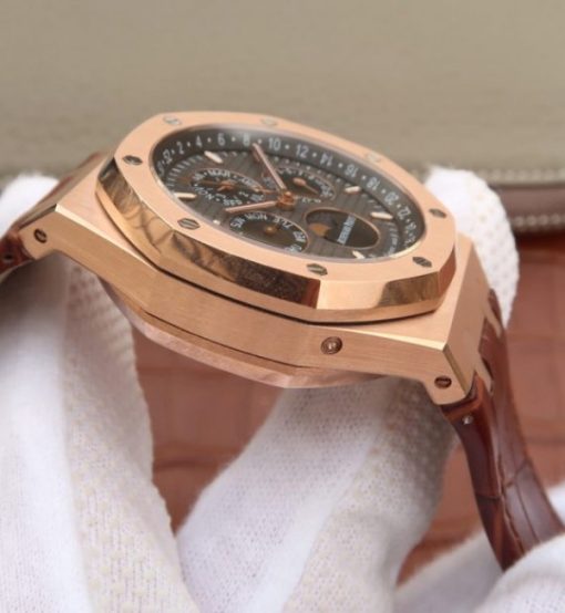 Replica Audemars Piguet JF Royal Oak 41mm 26574 RG Black Dial Leather Strap A5134 - Image 9