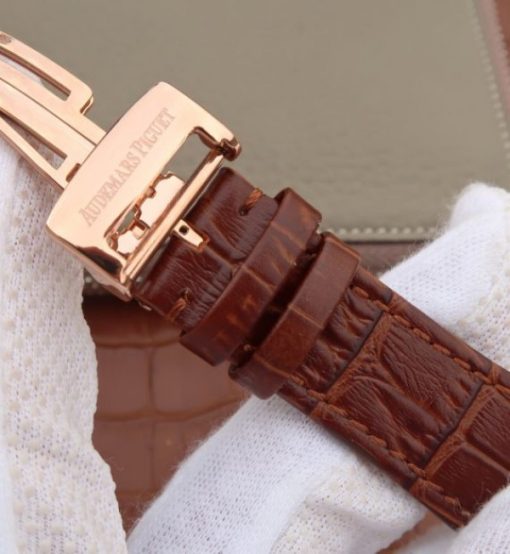 Replica Audemars Piguet JF Royal Oak 41mm 26574 RG Black Dial Leather Strap A5134 - Image 15