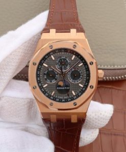 Replica Audemars Piguet JF Royal Oak 41mm 26574 RG Black Dial Leather Strap A5134