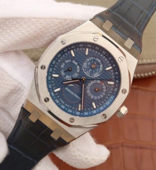 Replica Audemars Piguet JF Royal Oak 41mm 26574 SS Blue Dial Leather Strap A5134 - Image 2