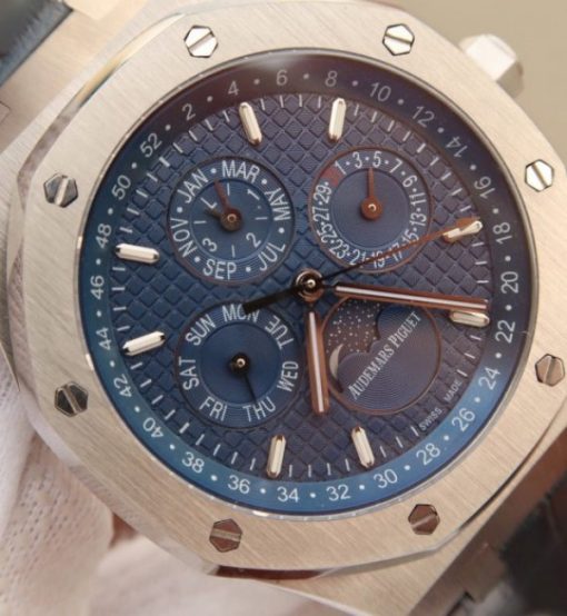 Replica Audemars Piguet JF Royal Oak 41mm 26574 SS Blue Dial Leather Strap A5134 - Image 3