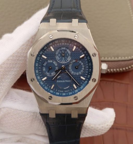 Replica Audemars Piguet JF Royal Oak 41mm 26574 SS Blue Dial Leather Strap A5134