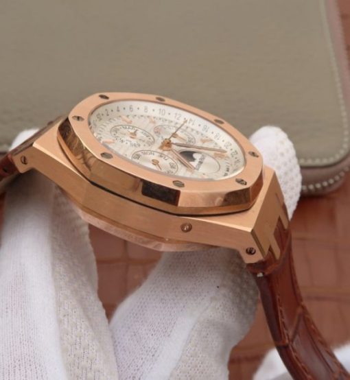 Replica Audemars Piguet JF Royal Oak 41mm 26574 RG White Dial Leather Strap A5134 - Image 9