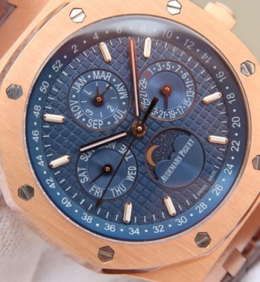 Replica Audemars Piguet JF Royal Oak 41mm 26574 RG Blue Dial Leather Strap A5134 - Image 2