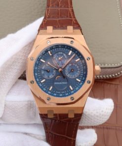 Replica Audemars Piguet JF Royal Oak 41mm 26574 RG Blue Dial Leather Strap A5134