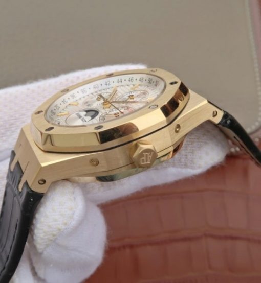 Replica Audemars Piguet JF Royal Oak 41mm 26574 YG White Dial Leather Strap A5134 - Image 8