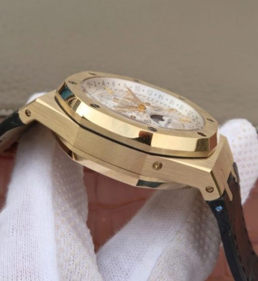 Replica Audemars Piguet JF Royal Oak 41mm 26574 YG White Dial Leather Strap A5134 - Image 9