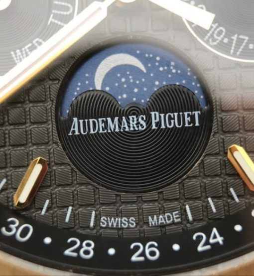 Replica Audemars Piguet JF Royal Oak 41mm 26574 YG Black Dial Leather Strap A5134 - Image 5
