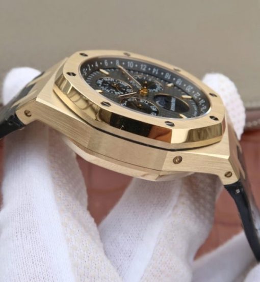 Replica Audemars Piguet JF Royal Oak 41mm 26574 YG Black Dial Leather Strap A5134 - Image 9