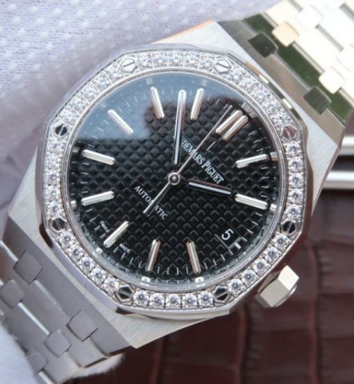 Replica Audemars Piguet JF Royal Oak 41mm 15400 Diamonds Bezel Black Dial Bracelet A3120 - Image 2