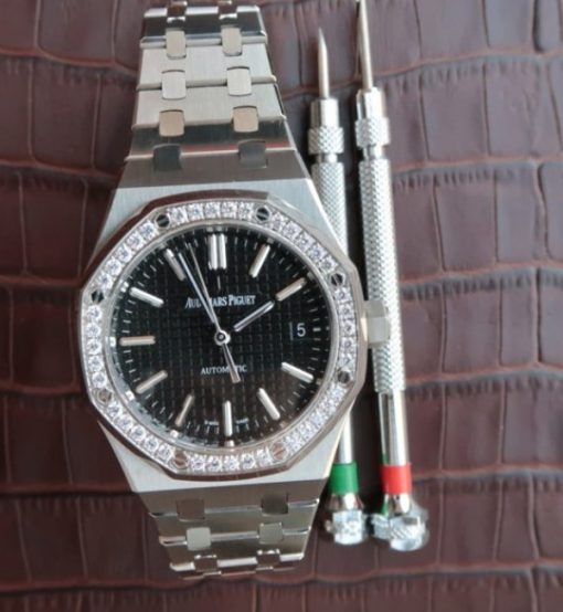 Replica Audemars Piguet JF Royal Oak 41mm 15400 Diamonds Bezel Black Dial Bracelet A3120 - Image 8
