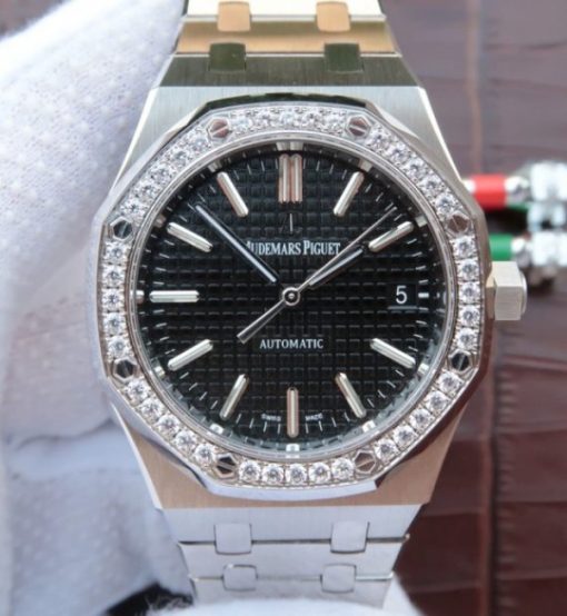 Replica Audemars Piguet JF Royal Oak 41mm 15400 Diamonds Bezel Black Dial Bracelet A3120