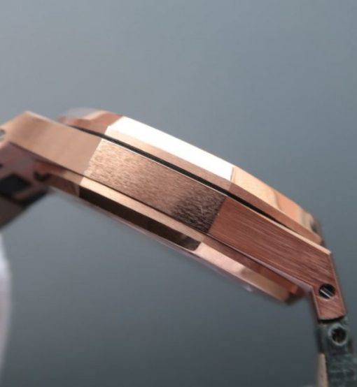 Replica Audemars Piguet JF Royal Oak 37mm 15452 RG Full Paved Diamonds Leather Strap A3120 - Image 4