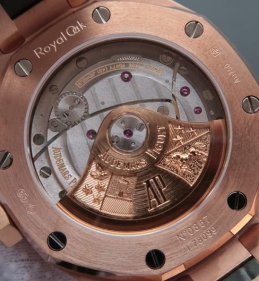 Replica Audemars Piguet JF Royal Oak 37mm 15452 RG Full Paved Diamonds Leather Strap A3120 - Image 6
