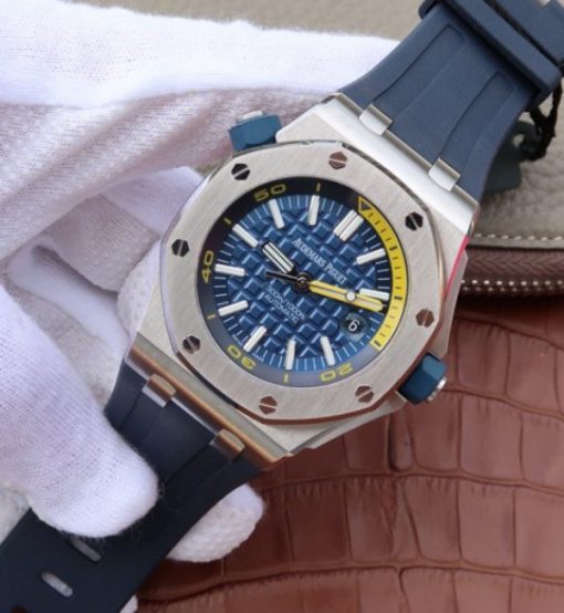 Replica Audemars Piguet JF Royal Oak Offshore Diver 2017 Blue 15710 Rubber Strap A3120 - Image 2