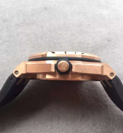 Replica Audemars Piguet Noob Royal Oak Offshore Diver 15730 RG Black Dial Rubber Strap A3120 - Image 4