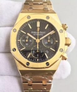 Replica Audemars Piguet Royal Oak Chronograph 26320 YG Black Dial YG Bracelet A7750