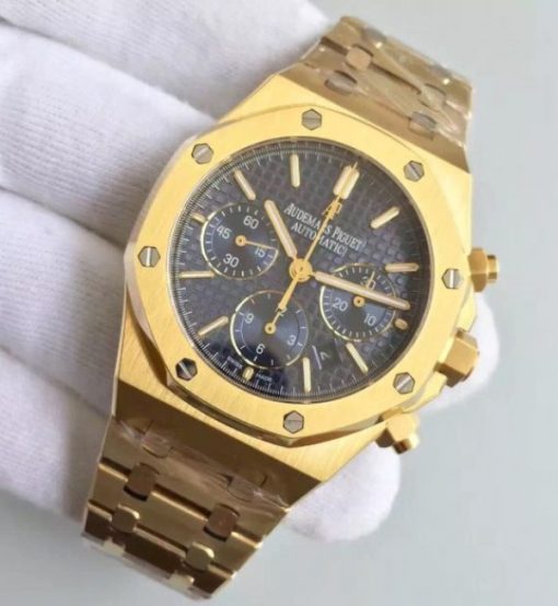 Replica Audemars Piguet Royal Oak Chronograph 26320 YG Blue Dial YG Bracelet A7750 - Image 2