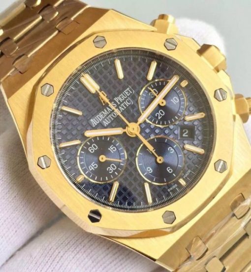 Replica Audemars Piguet Royal Oak Chronograph 26320 YG Blue Dial YG Bracelet A7750 - Image 3