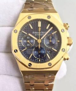 Replica Audemars Piguet Royal Oak Chronograph 26320 YG Blue Dial YG Bracelet A7750