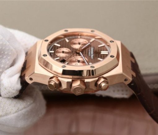 Replica Audemars Piguet Royal OAK Royal Oak Chronograph 26331 RG Brown Dial Leather Strap A7750 - Image 3