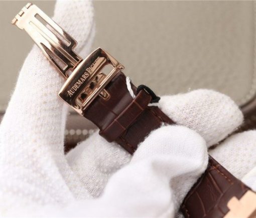 Replica Audemars Piguet Royal OAK Royal Oak Chronograph 26331 RG Brown Dial Leather Strap A7750 - Image 8