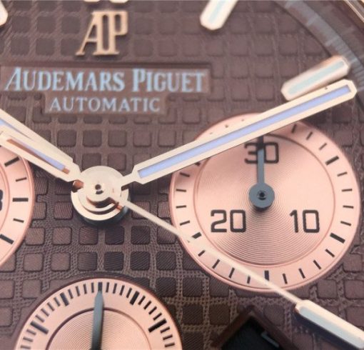 Replica Audemars Piguet Royal OAK Royal Oak Chronograph 26331 RG Brown Dial Leather Strap A7750 - Image 13