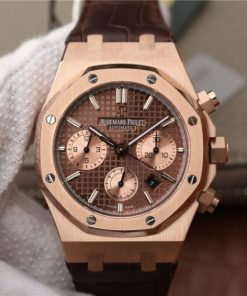Replica Audemars Piguet Royal OAK Royal Oak Chronograph 26331 RG Brown Dial Leather Strap A7750