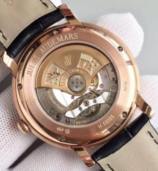 Replica Audemars Piguet Jules Audemars 15170 RG Black Dial Leather Strap A3120 - Image 3