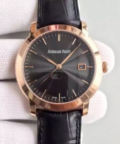 Replica Audemars Piguet Jules Audemars 15170 RG Black Dial Leather Strap A3120