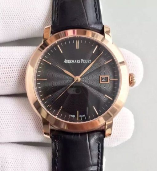 Replica Audemars Piguet Jules Audemars 15170 RG Black Dial Leather Strap A3120