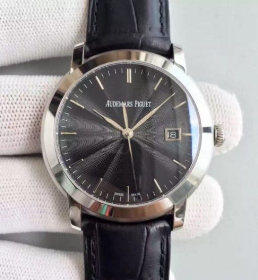 Replica Audemars Piguet Jules Audemars 15170 SS Black Dial Leather Strap A3120